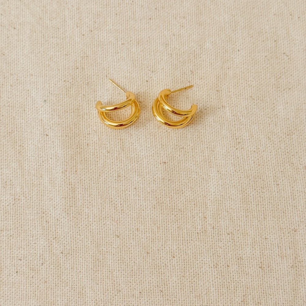 18KGP TRIPLE EARRINGS - Picture 2 of 2